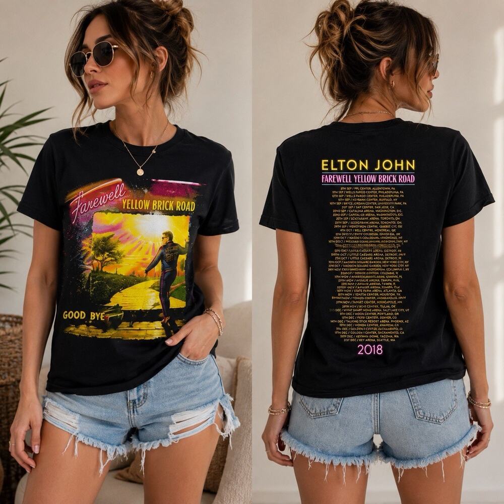 Elton John Farewell Yellow Brick Road 2018 Tour Shirt Small Black Band Tee